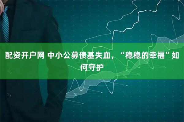 配资开户网 中小公募债基失血,“稳稳的幸福”如何守护